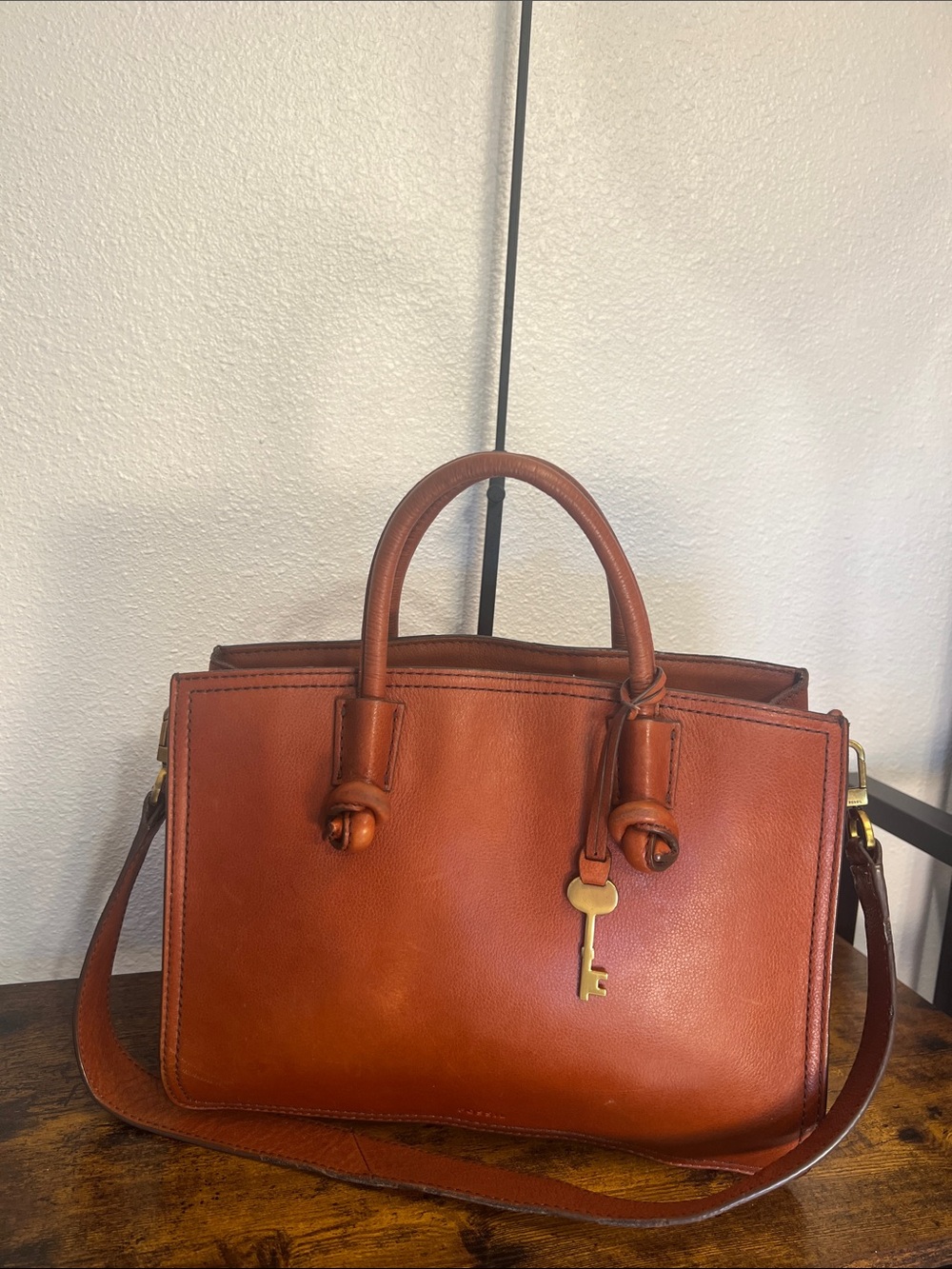 Vintage Fossil Skyler Leather Satchel in Cognac - Picture 3 of 15
